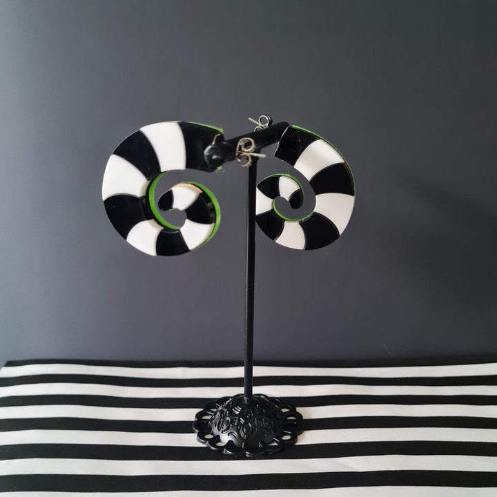 Striped Worm Snake Hoop Stud Earrings by Cherryloco Jewellery 4