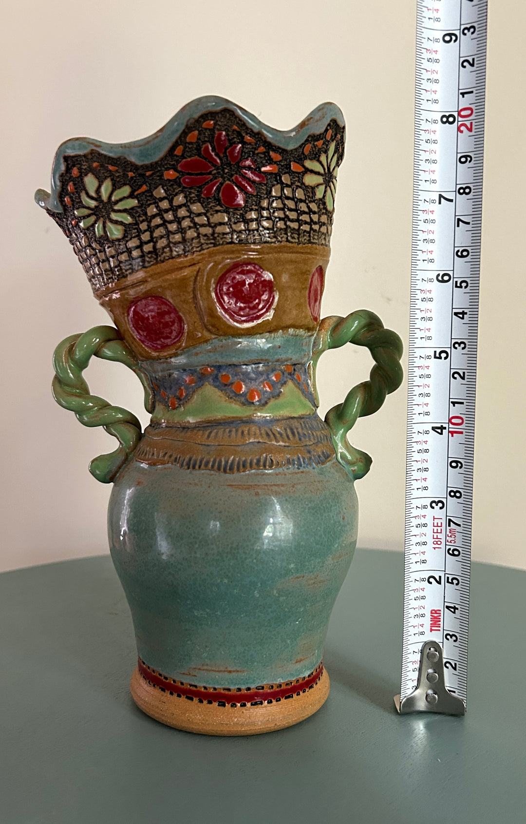 Studio pottery vase height measurement