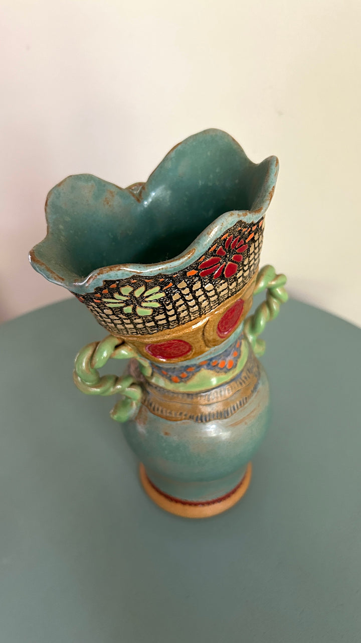 Studio pottery vase rim angle