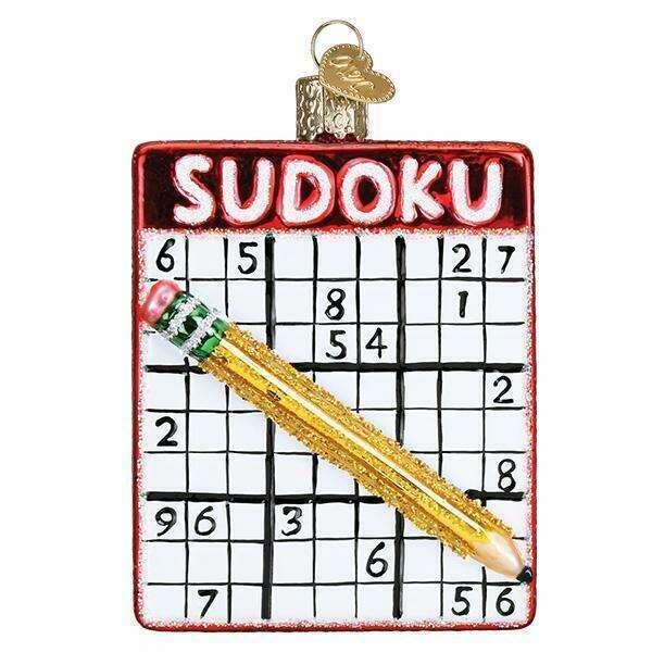 Old World Christmas Sudoku Blown Glass Ornament