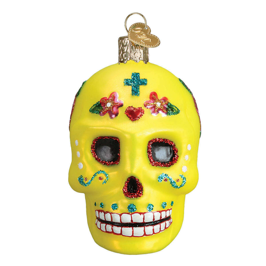 Old World Christmas Sugar Skull Halloween Blown Glass Ornament