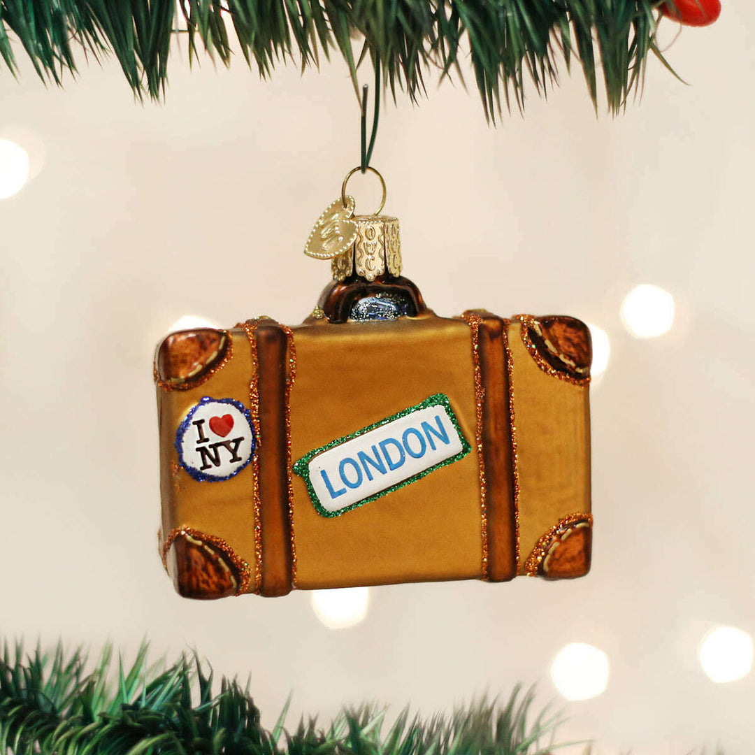 Old World Christmas Suitcase Blown Glass Ornament