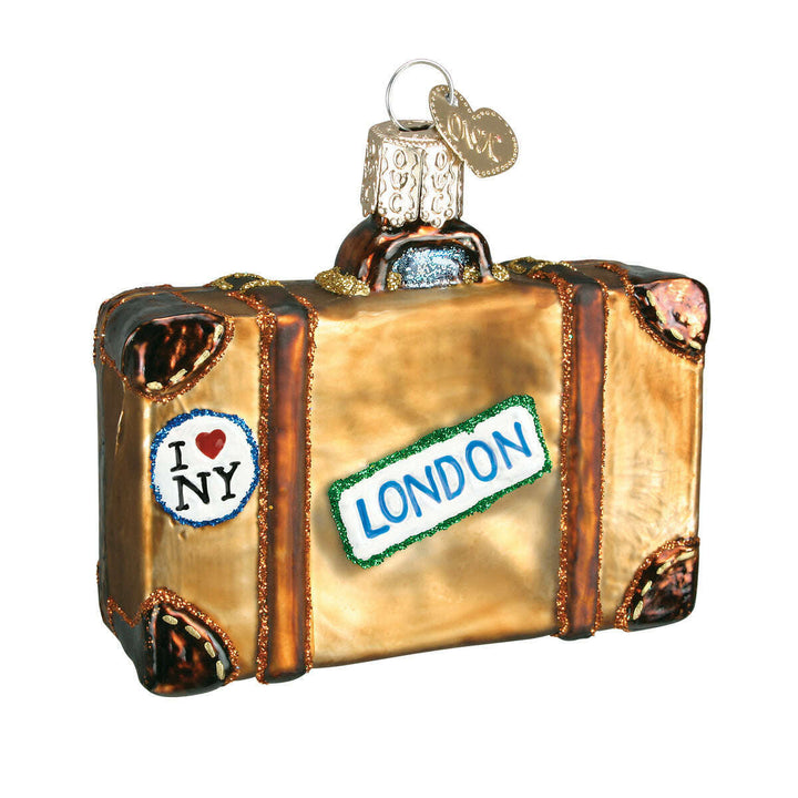 Old World Christmas Suitcase Blown Glass Ornament