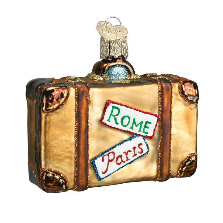 Old World Christmas Suitcase Blown Glass Ornament