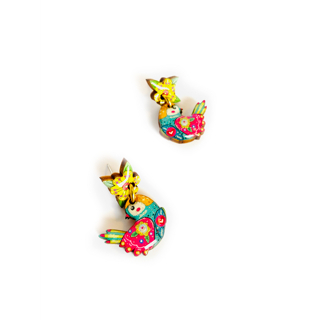Summer Abstract Bird Earrings by Rosie Rose Parker