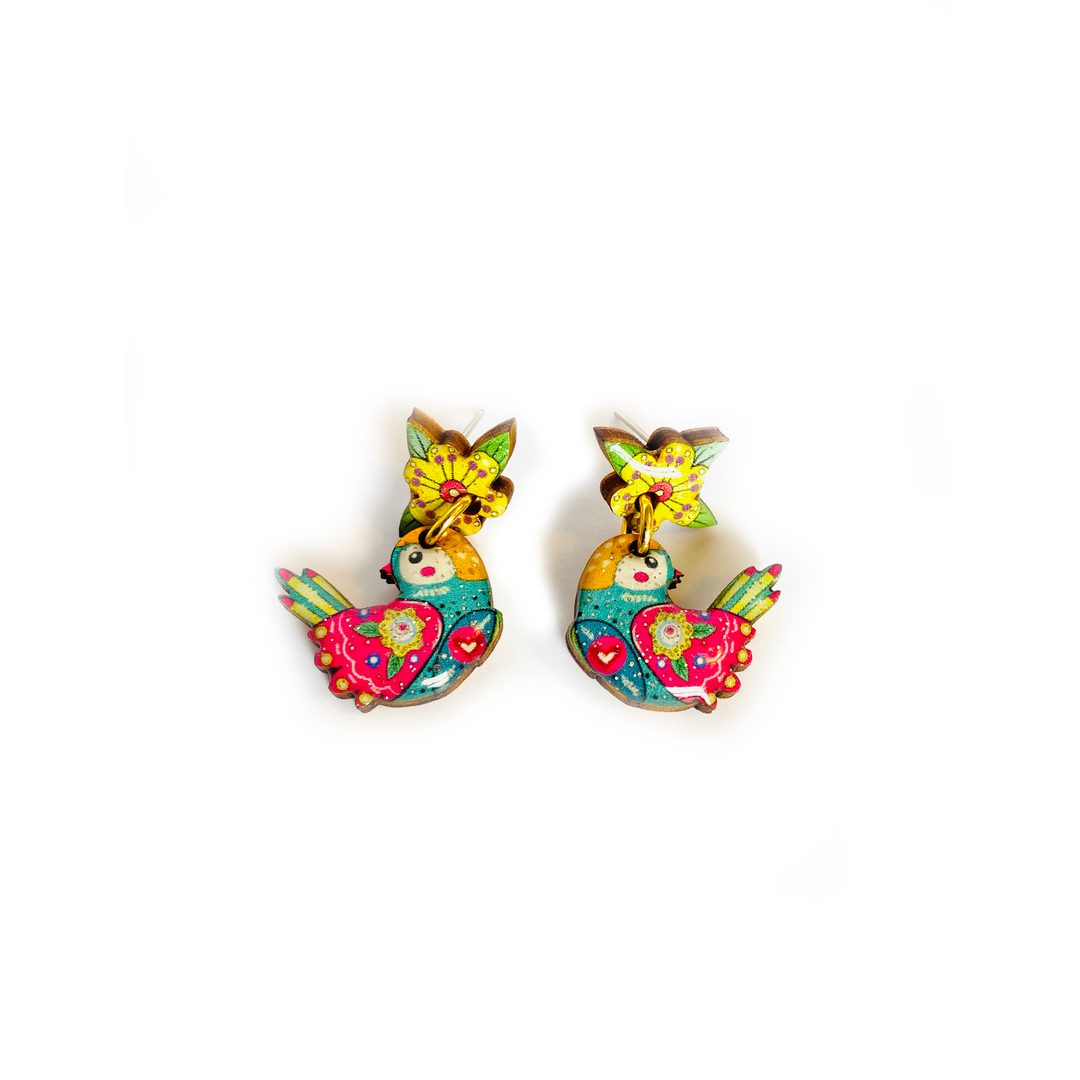 Summer Abstract Bird Earrings by Rosie Rose Parker