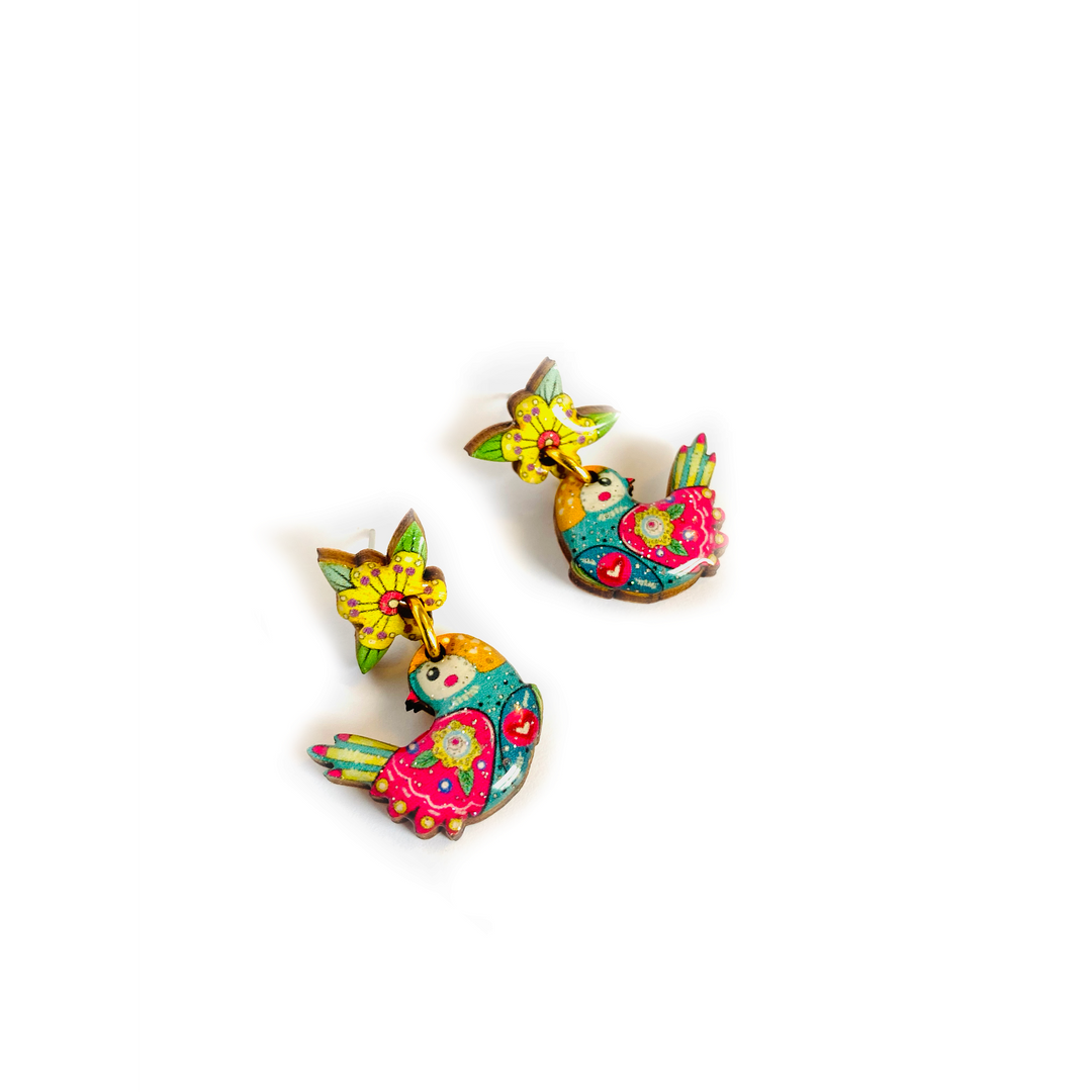 Summer Abstract Bird Earrings by Rosie Rose Parker