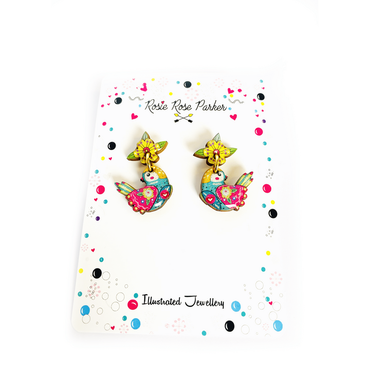 Summer Abstract Bird Earrings by Rosie Rose Parker