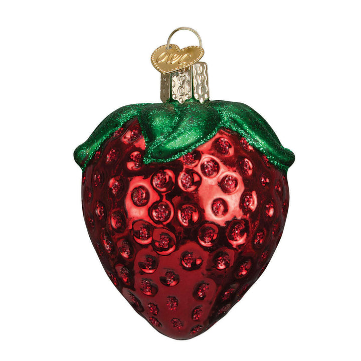 Old World Christmas Summer Strawberry Blown Glass Ornament