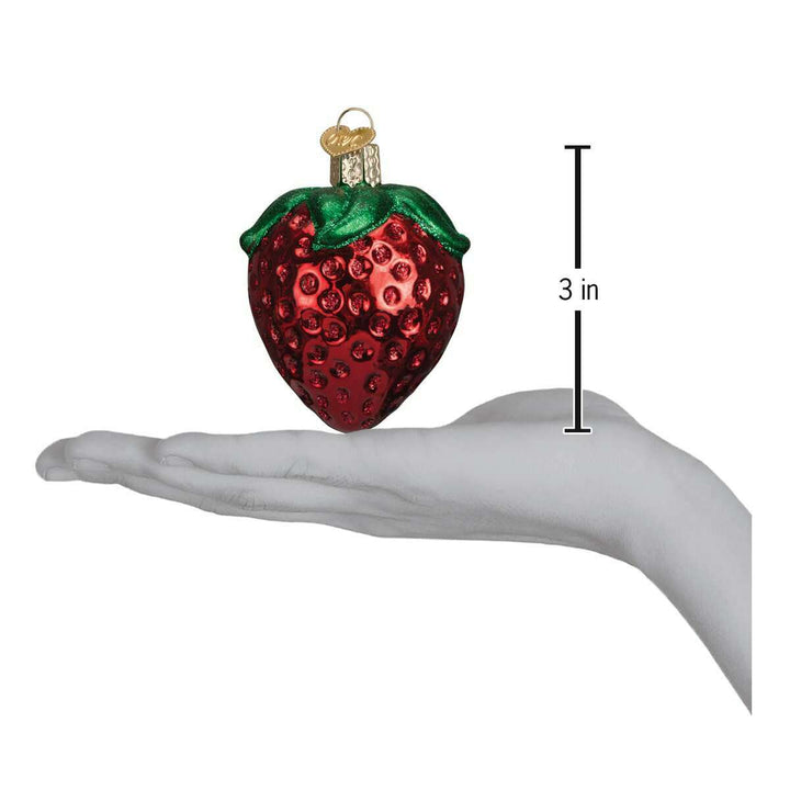 Old World Christmas Summer Strawberry Blown Glass Ornament