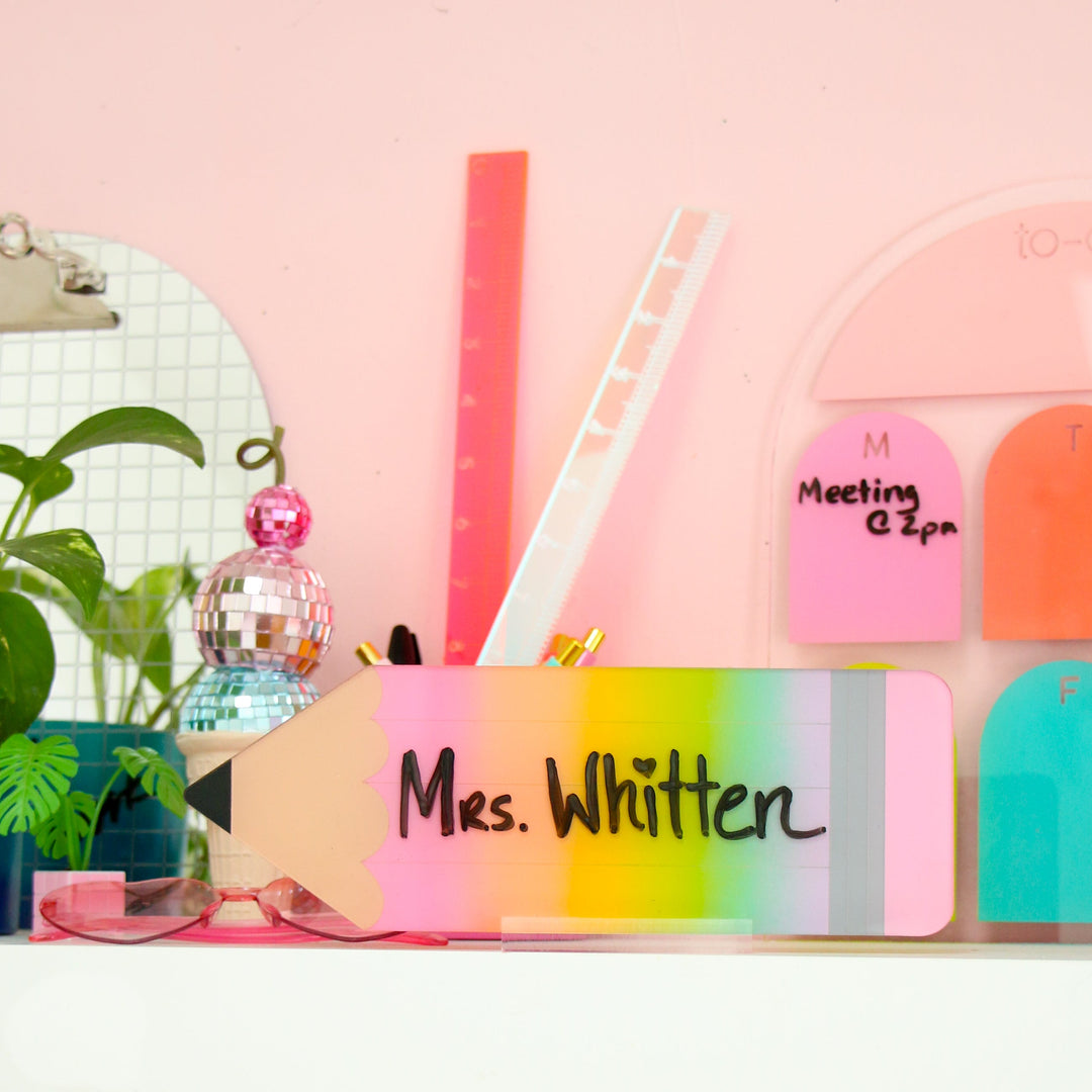 Dry erase pencil name plaques