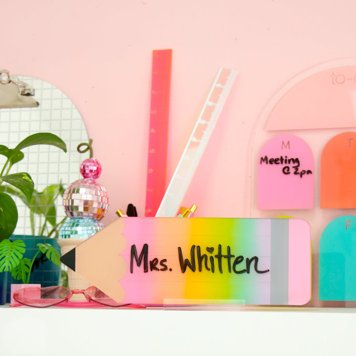 Dry erase pencil name plaques