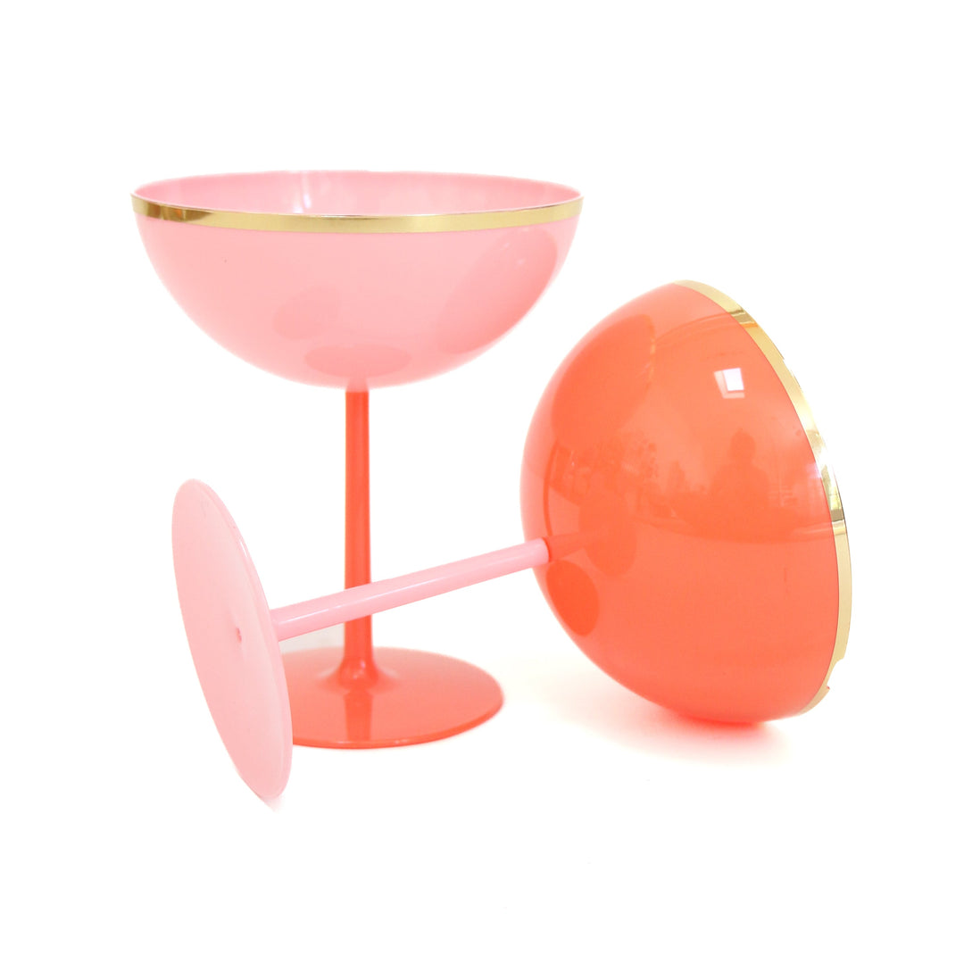 Coral and Light Pink Coupe Glasses