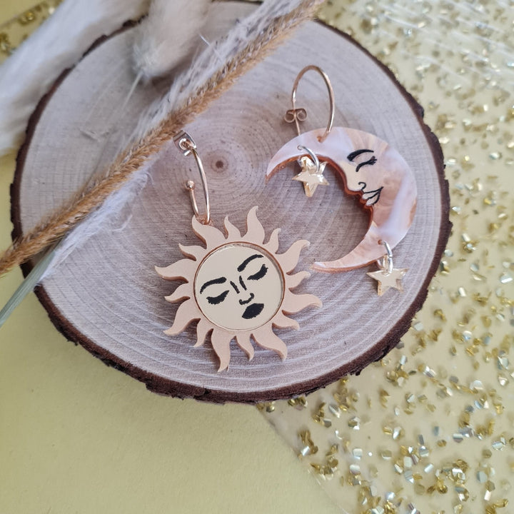 Sun And Moon Dangle Earrings by Cherryloco Jewellery 1