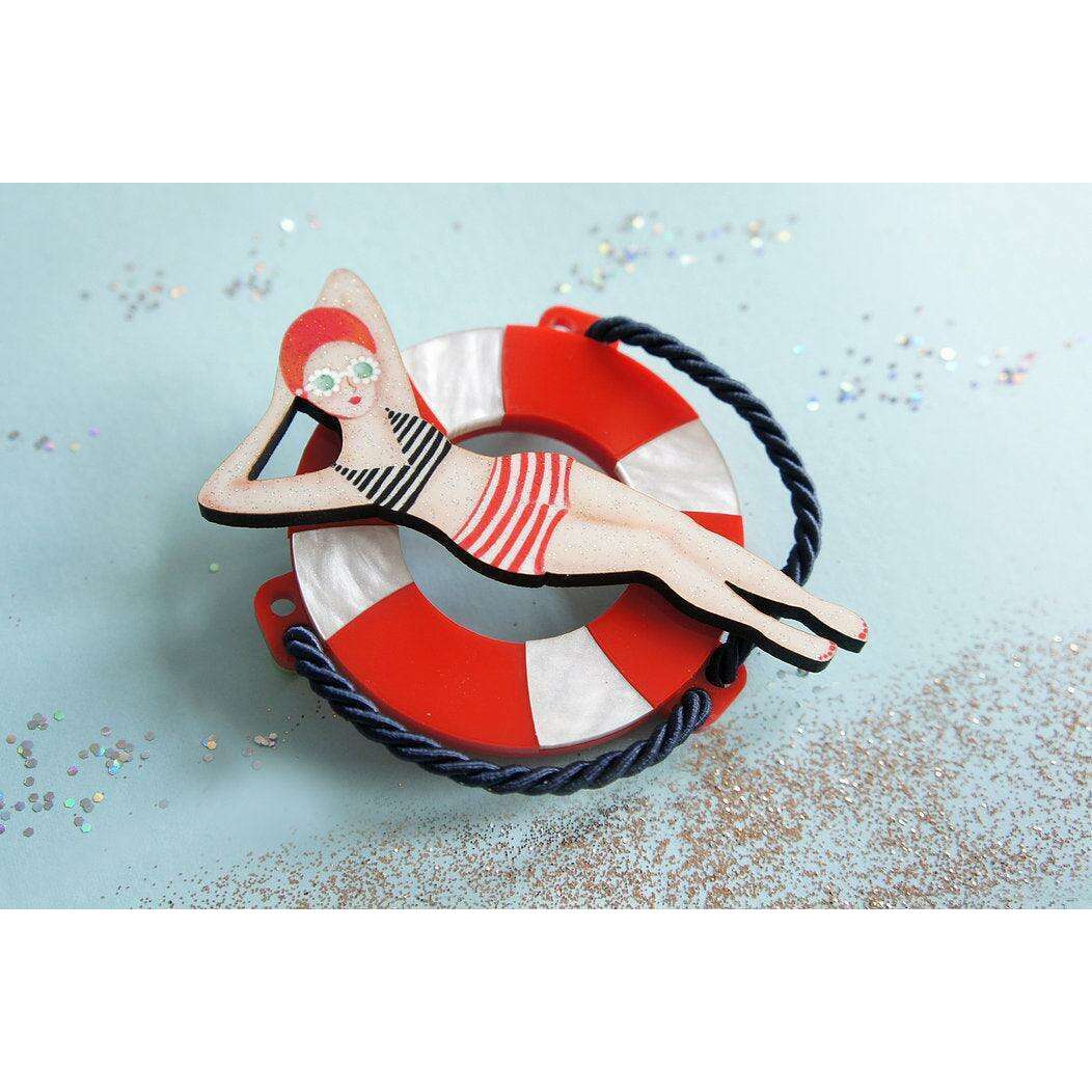 Sun Bather Pin Up Inspired Brooch and Necklace by Laliblue - Quirks!