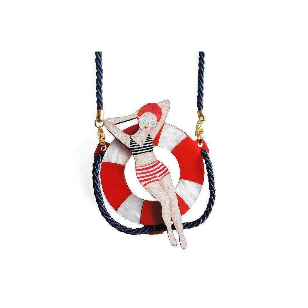 Sun Bather Pin Up Inspired Brooch and Necklace by Laliblue - Quirks!