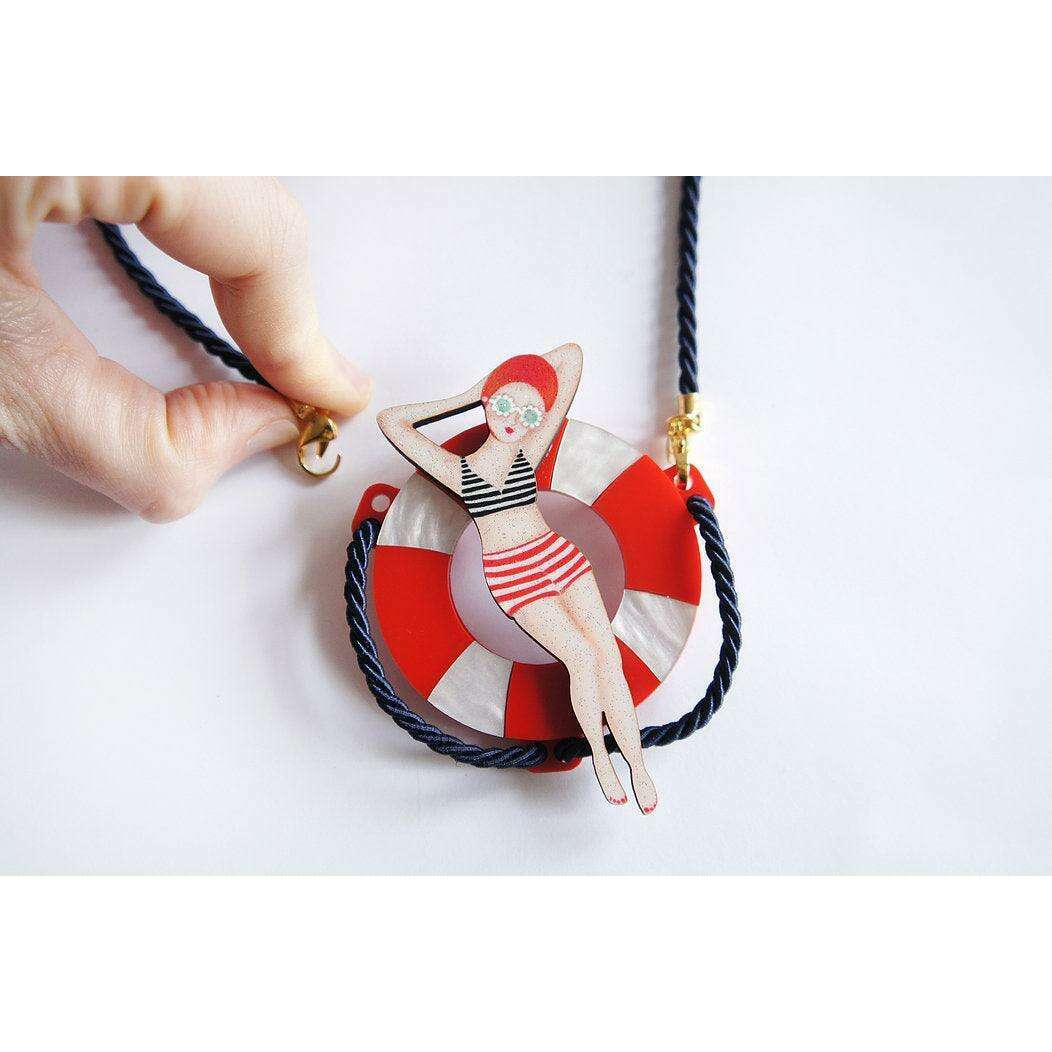 Sun Bather Pin Up Inspired Brooch and Necklace by Laliblue - Quirks!