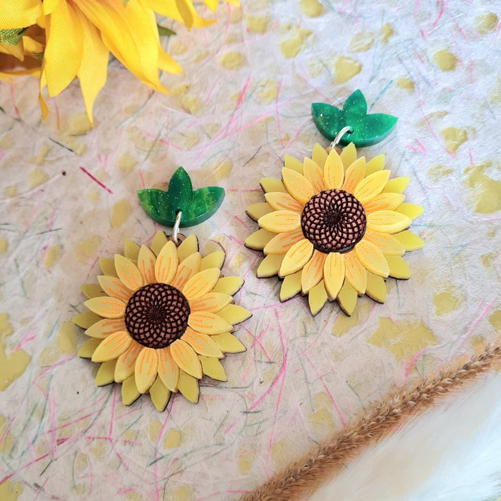 Sunflower Earrings by Cherryloco Jewellery 2