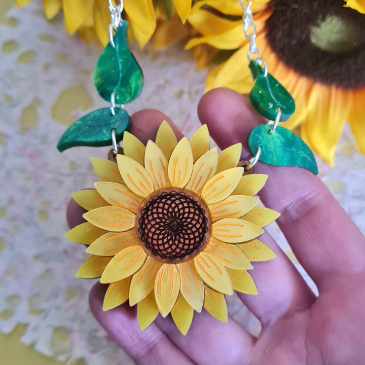 Sunflower Pendant Charm Necklace 1