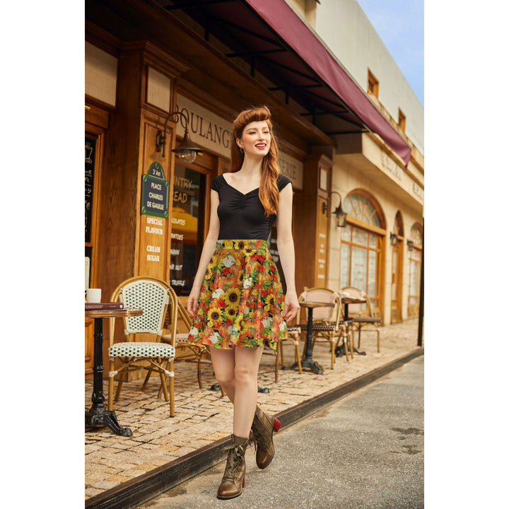 Sunflower & Pumpkin Skater Skirt