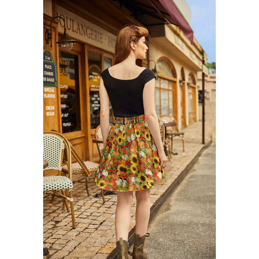 Sunflower & Pumpkin Skater Skirt