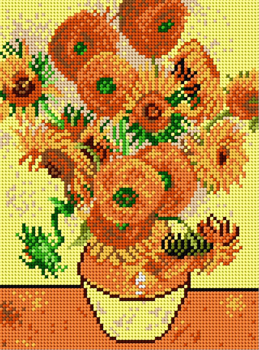 Sunflowers 1814F Needlepoint canvas for halfstitch without yarn