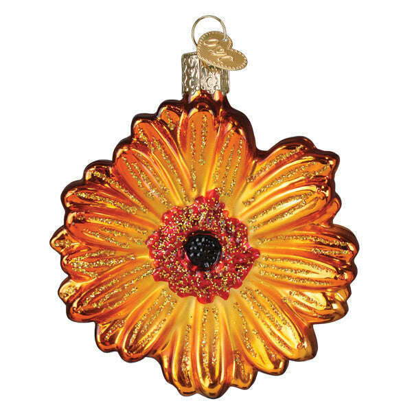 Old World Christmas Sunset Gerbera Daisy Blown Glass Ornament