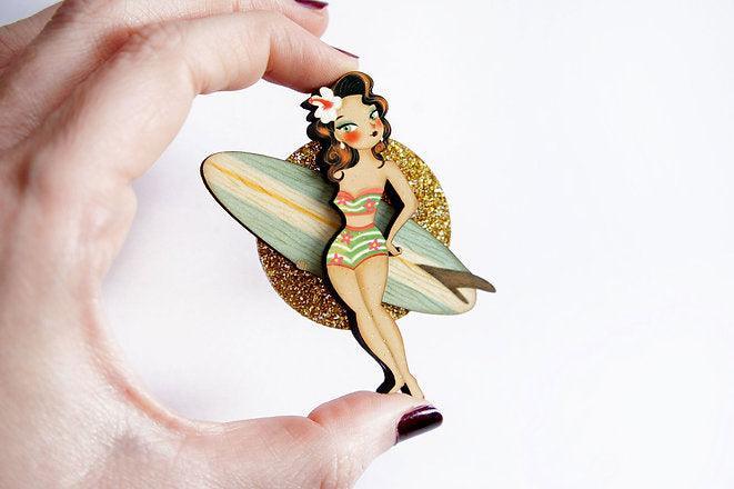 Surfer Girl Brooch by Laliblue - Quirks!