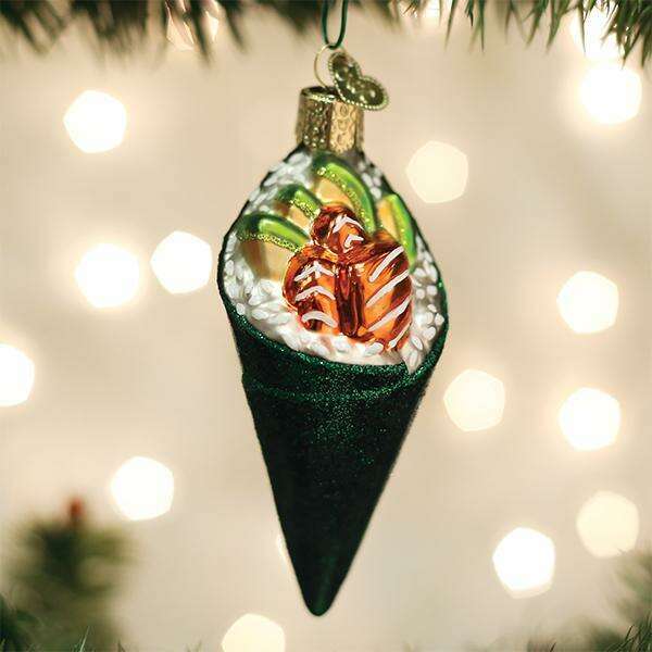 Old World Christmas Sushi Hand Roll Blown Glass Ornament