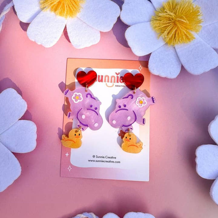 Susie the Hippo Earrings 2