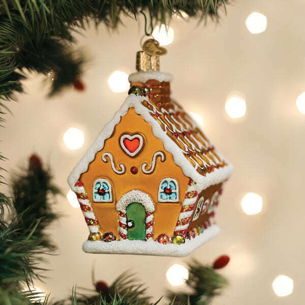 Old World Christmas Sweet Gingerbread Cottage Blown Glass Ornament