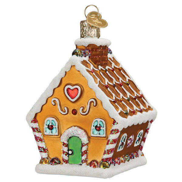 Old World Christmas Sweet Gingerbread Cottage Blown Glass Ornament