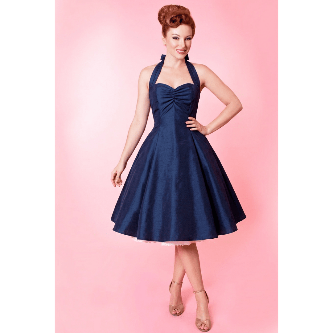 Sweetie Dress- Shantung, Navy
