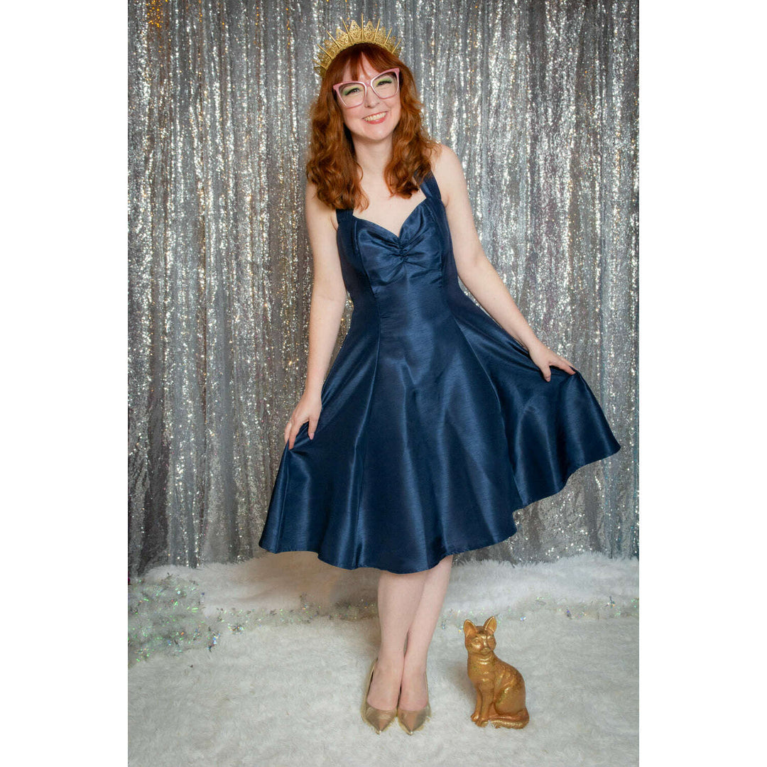 Sweetie Dress- Shantung, Navy