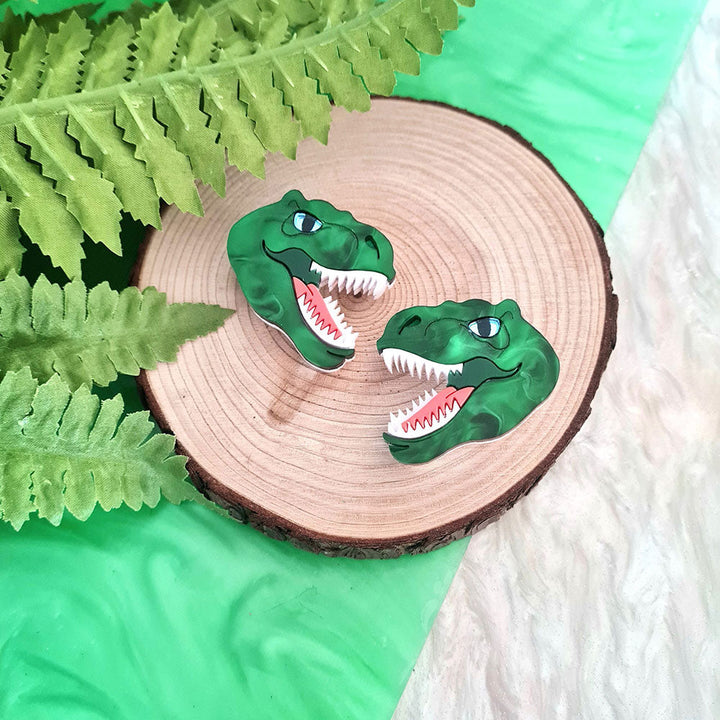 T Rex Dinosaur Brooch Set by Cherryloco Jewellery 2