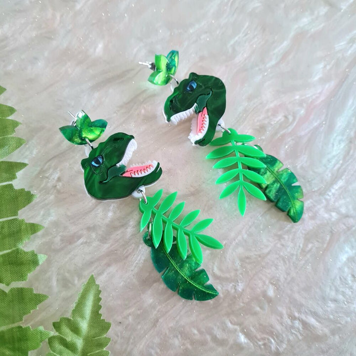 T Rex Dinosaur Charm Earrings by Cherryloco Jewellery 2