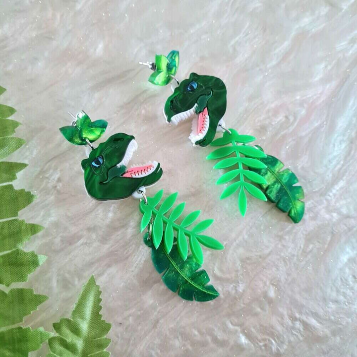 T Rex Dinosaur Charm Earrings by Cherryloco Jewellery 2