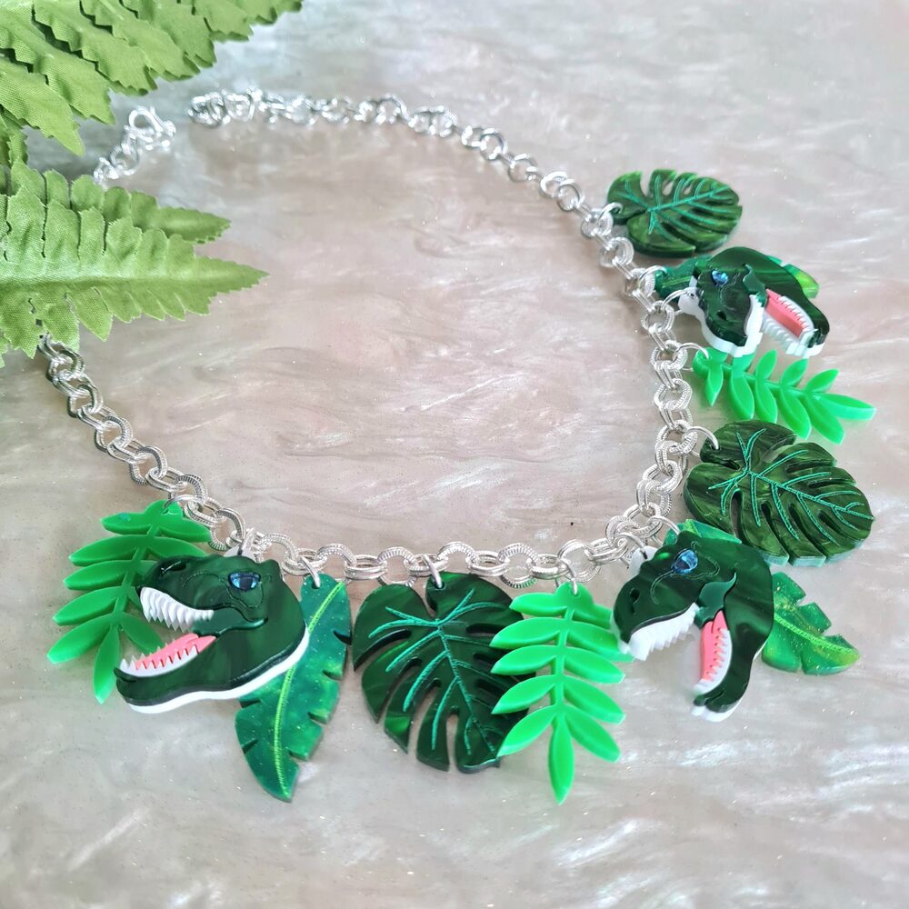 T Rex Dinosaur Charm Necklace by Cherryloco Jewellery 1