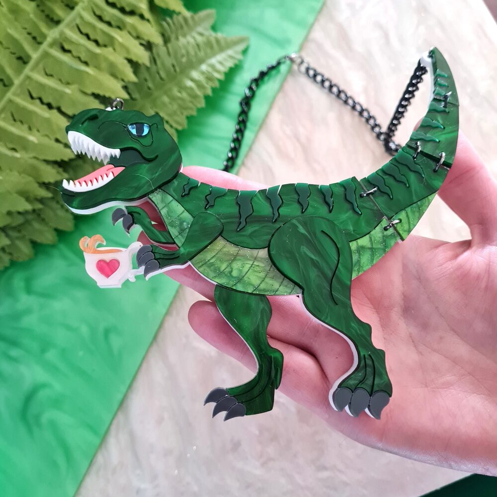 T Rex Dinosaur Statement Necklace by Cherryloco Jewellery 6