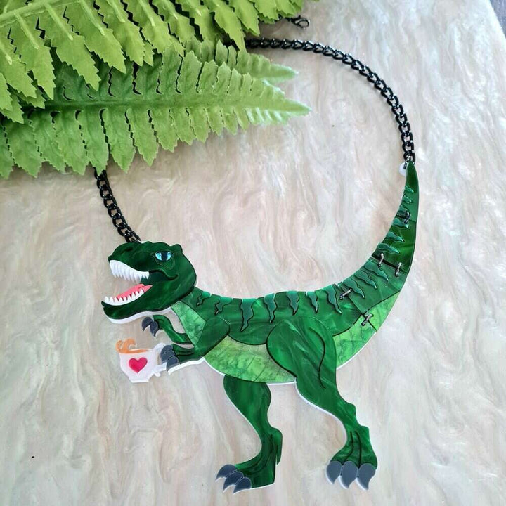 T Rex Dinosaur Statement Necklace by Cherryloco Jewellery 