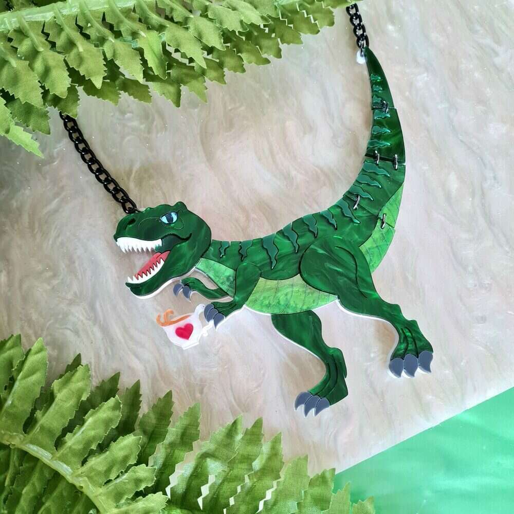 T Rex Dinosaur Statement Necklace by Cherryloco Jewellery 2