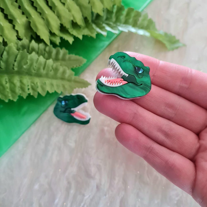 T Rex Dinosaur Statement Studs by Cherryloco Jewellery 2