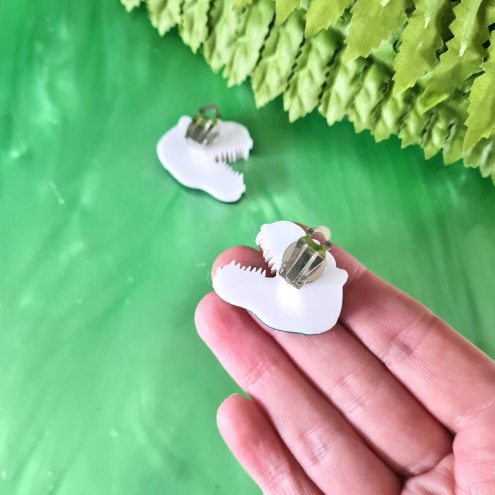 T Rex Dinosaur Statement Studs by Cherryloco Jewellery 3