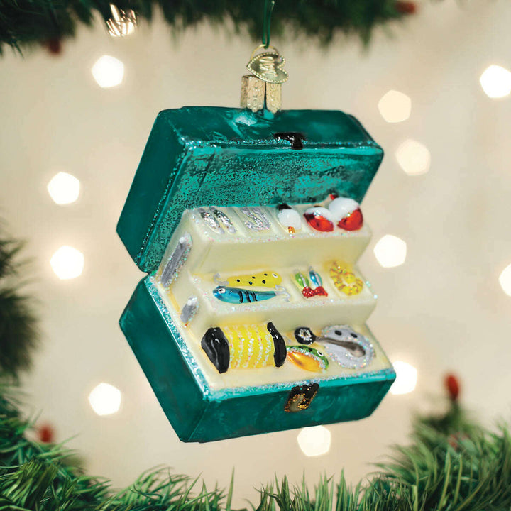Old World Christmas Tackle Box Blown Glass Ornament
