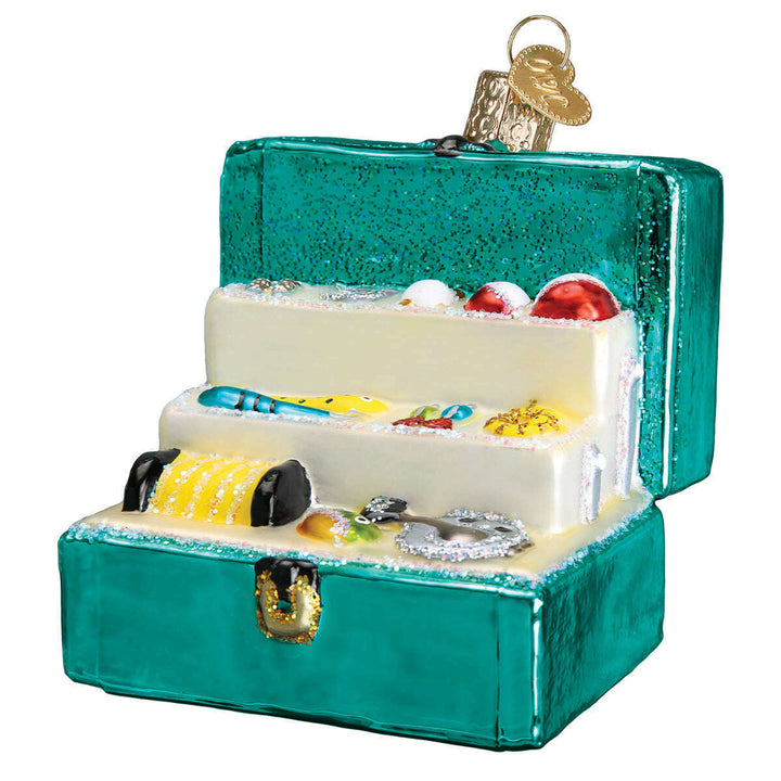 Old World Christmas Tackle Box Blown Glass Ornament