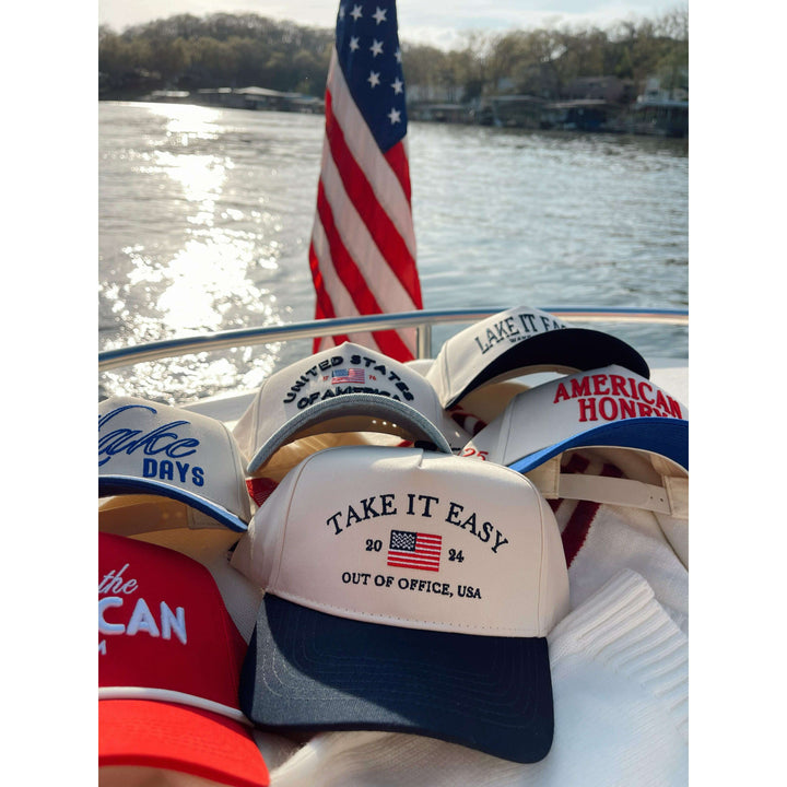 Take it Easy Navy Flag Vintage Trucker Hat