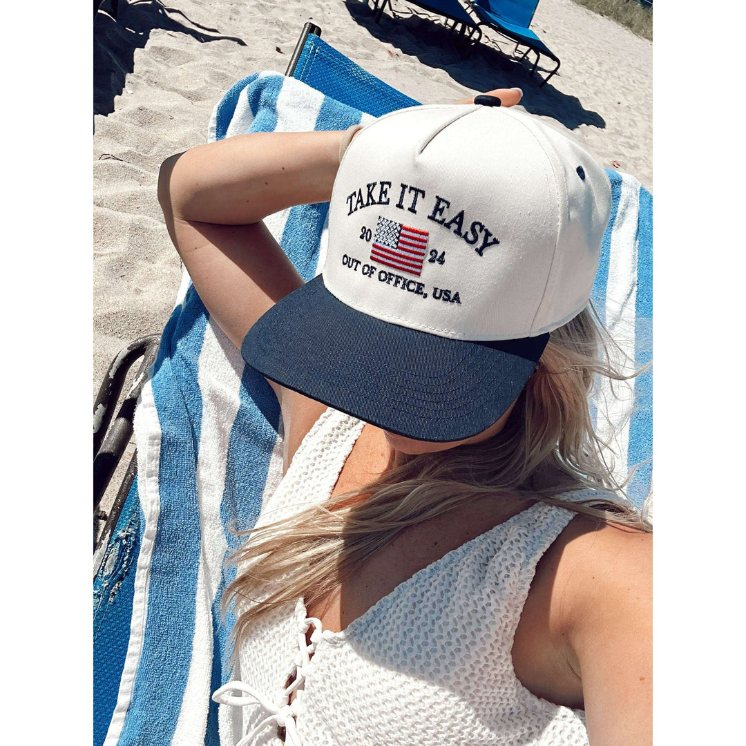 Take it Easy Navy Flag Vintage Trucker Hat
