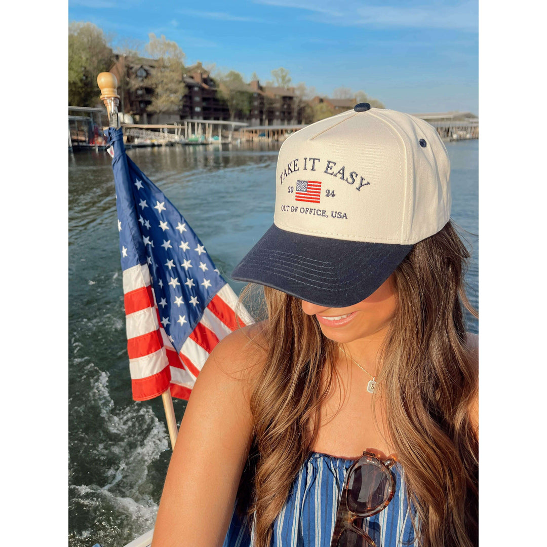 Take it Easy Navy Flag Vintage Trucker Hat