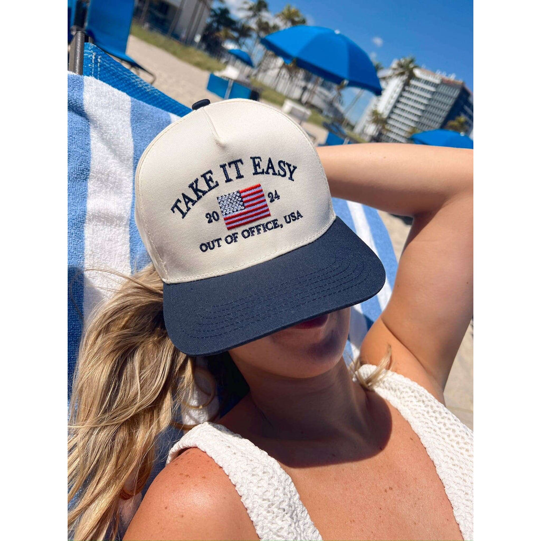 Take it Easy Navy Flag Vintage Trucker Hat