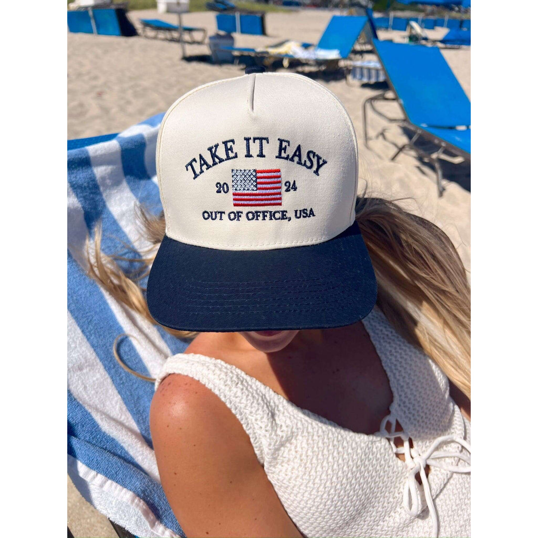 Take it Easy Navy Flag Vintage Trucker Hat